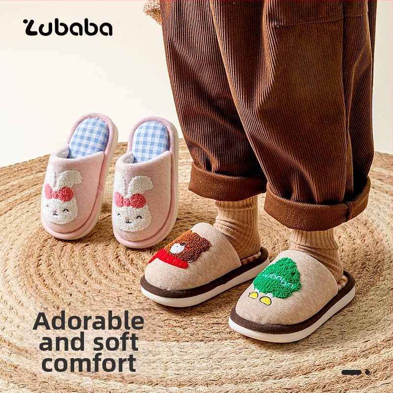 Papuci de casă din bumbac pentru copii cu model desen animat, partea superioară din țesătură, talpă PVC, antiderapante, calde, unisex, pentru copii 4–12 ani, potrivite pentru iarnă, primăvară și toamnă