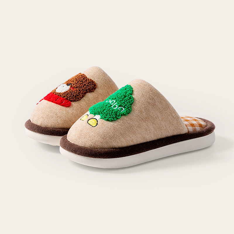 Papuci de casă din bumbac pentru copii cu model desen animat, partea superioară din țesătură, talpă PVC, antiderapante, calde, unisex, pentru copii 4–12 ani, potrivite pentru iarnă, primăvară și toamnă