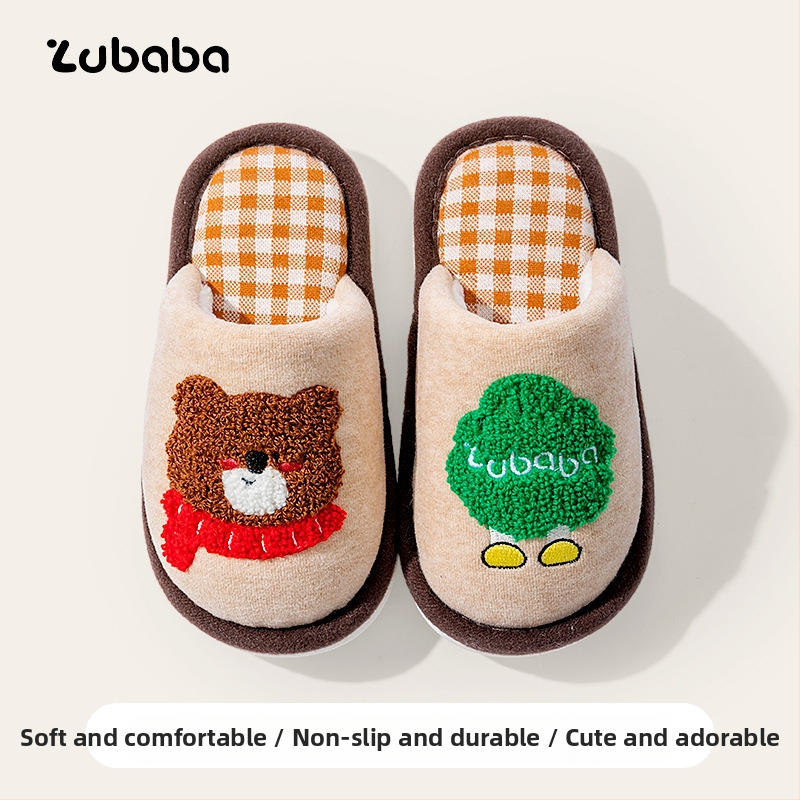 Papuci de casă din bumbac pentru copii cu model desen animat, partea superioară din țesătură, talpă PVC, antiderapante, calde, unisex, pentru copii 4–12 ani, potrivite pentru iarnă, primăvară și toamnă