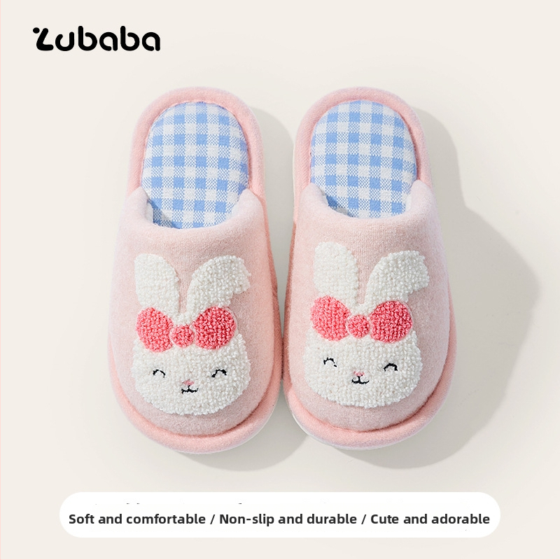 Papuci de casă din bumbac pentru copii cu model desen animat, partea superioară din țesătură, talpă PVC, antiderapante, calde, unisex, pentru copii 4–12 ani, potrivite pentru iarnă, primăvară și toamnă