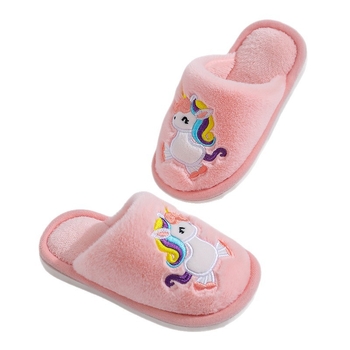 Pamukovne dječje papuče s plišanim gornjim dijelom — PVC potplat, protuklizne i otporne na habanje, zimska toplina