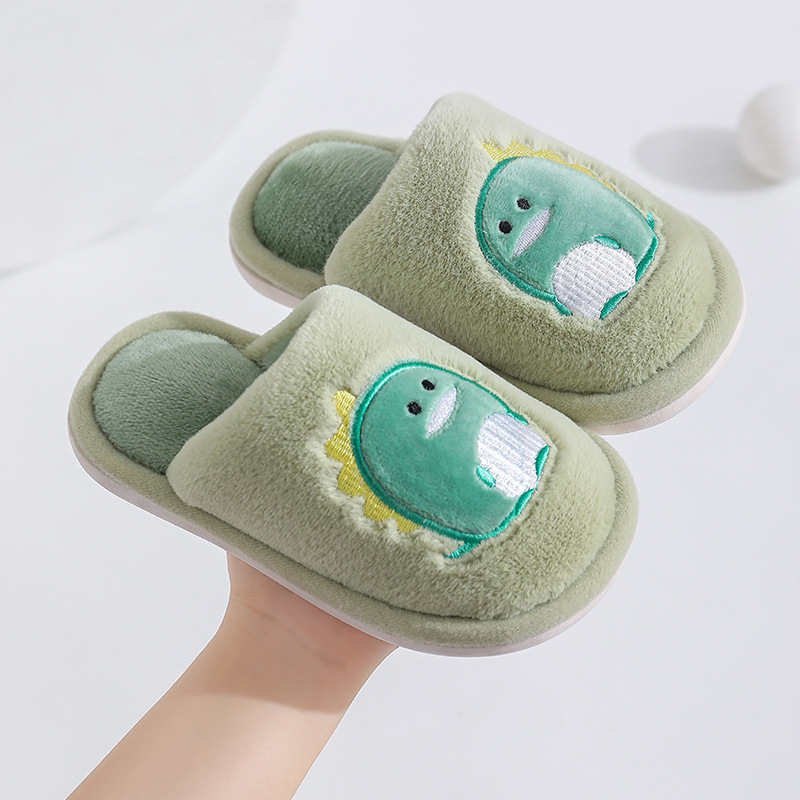 Pamukovne dječje papuče s plišanim gornjim dijelom — PVC potplat, protuklizne i otporne na habanje, zimska toplina