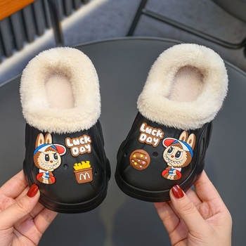 Dječje unutarnje papuče EVA, Cartoon uzorak, EVA gornji dio, EVA potplat, vodootporne, uklonjiva fleece podstava