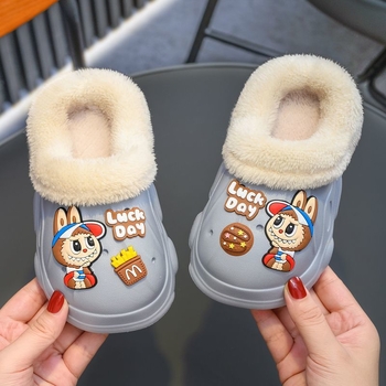 Dječje unutarnje papuče EVA, Cartoon uzorak, EVA gornji dio, EVA potplat, vodootporne, uklonjiva fleece podstava