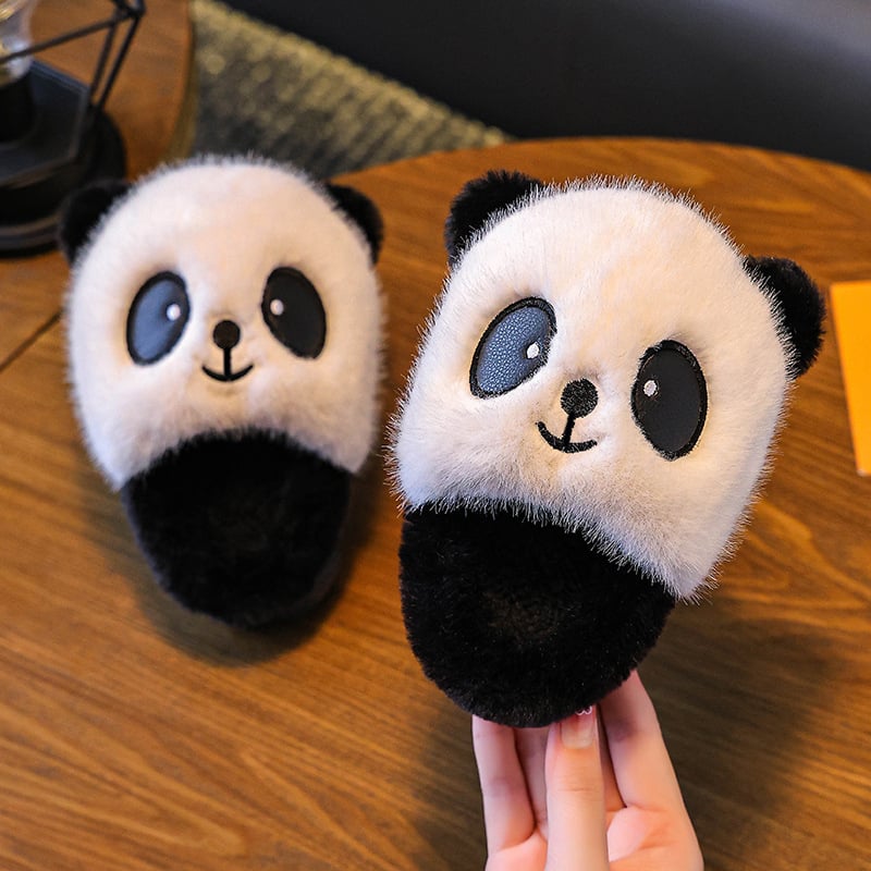 Dječje pamučne papuče s flis podstavom, debela potplat, cartoon crvene panda, za unutarnju upotrebu