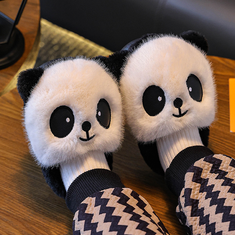 Dječje pamučne papuče s flis podstavom, debela potplat, cartoon crvene panda, za unutarnju upotrebu