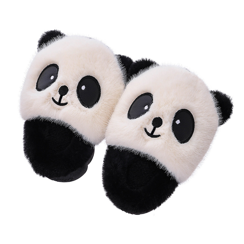 Dječje pamučne papuče s flis podstavom, debela potplat, cartoon crvene panda, za unutarnju upotrebu