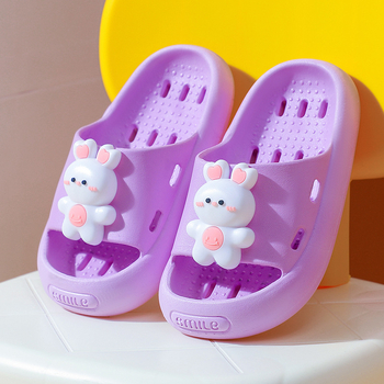 Dječje indoor papuče za djevojčice – Cartoon uzorak, PVC gornji dio i đon, brzo sušenje, protuklizne (4–12 godina)