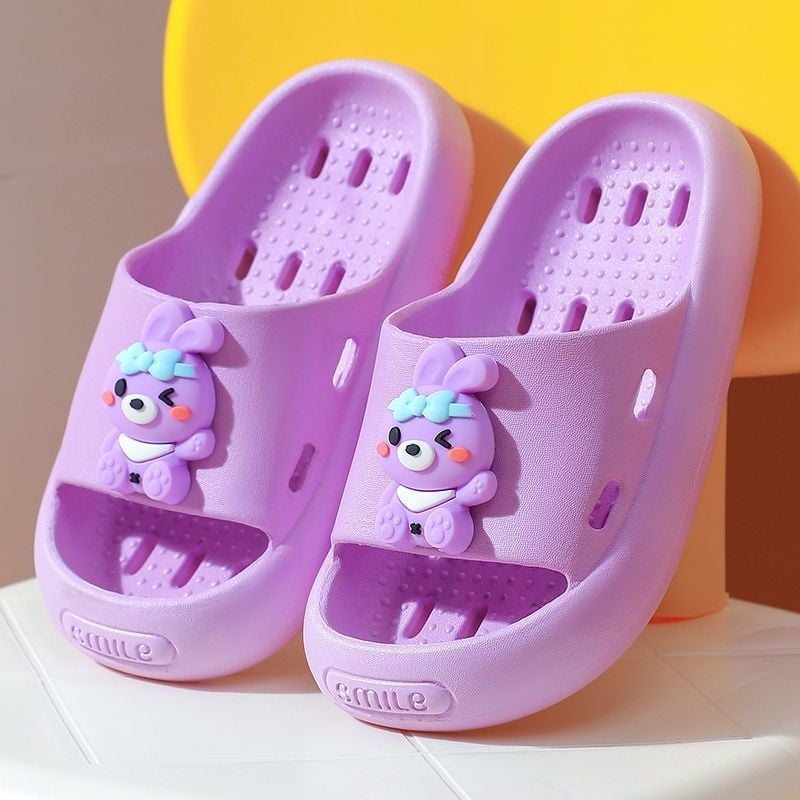 Dječje indoor papuče za djevojčice – Cartoon uzorak, PVC gornji dio i đon, brzo sušenje, protuklizne (4–12 godina)
