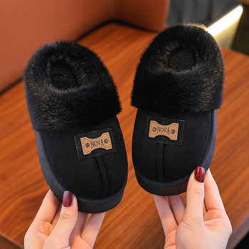 Dječje papuče za zimu i jesen, gornji dio od super vlakana, debeli ulošci, tople i s protukliznom PVC đonom, jednobojni dizajn, za djecu 4–16 godina.