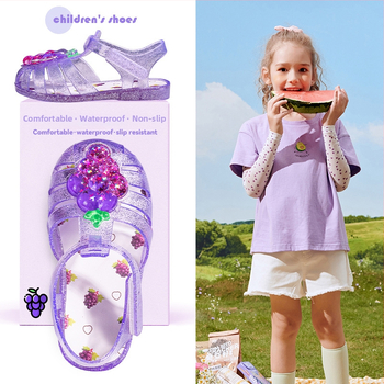 Dječje jelly sandale za ljeto: princeze kristalne sandale, protuklizna mekana potplata, otvoreni prst, plažne papuče