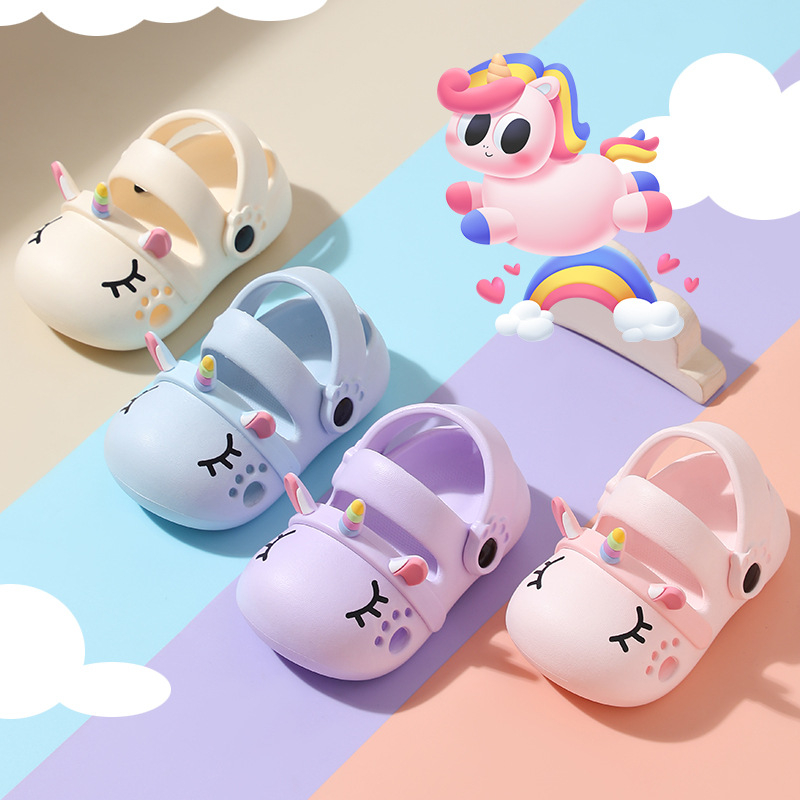 Dječje Crocs-stil EVA sandale s zatvorenim prstima, unisex, za dob 1–16 godina, motiv jednorog Cartoon Paradise, proljetno izdanje 2025