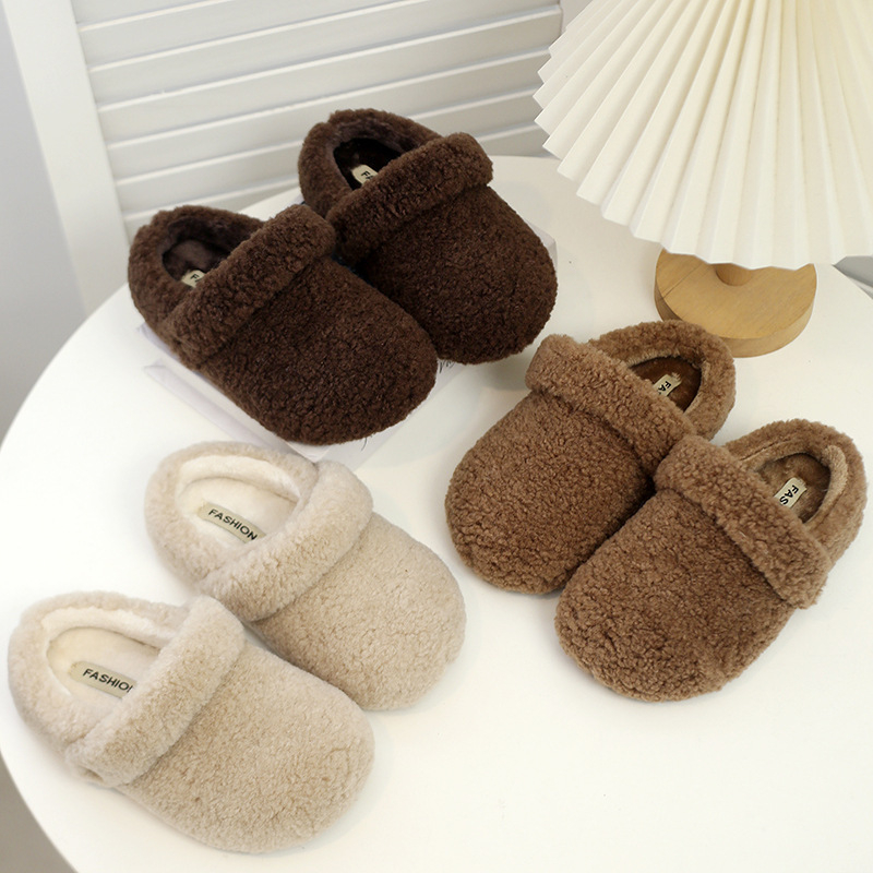 Dječje papuče u Birkenstock stilu, zima 2025, pliš papuče s zatvorenim prstima, pamuk, za djevojčice i dječake, korejski dizajn