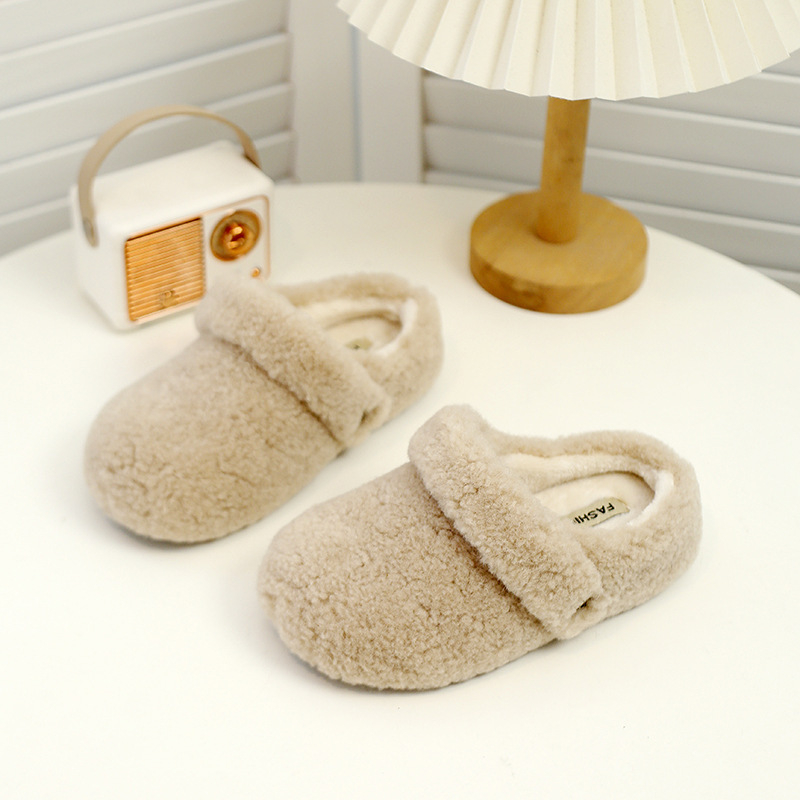 Dječje papuče u Birkenstock stilu, zima 2025, pliš papuče s zatvorenim prstima, pamuk, za djevojčice i dječake, korejski dizajn