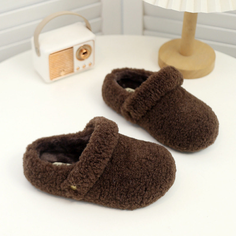Dječje papuče u Birkenstock stilu, zima 2025, pliš papuče s zatvorenim prstima, pamuk, za djevojčice i dječake, korejski dizajn