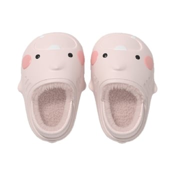 Papuci pentru copii cu rechin desen animat, pentru iarnă, impermeabili, antiderapante, cu căptușeală din bumbac cald