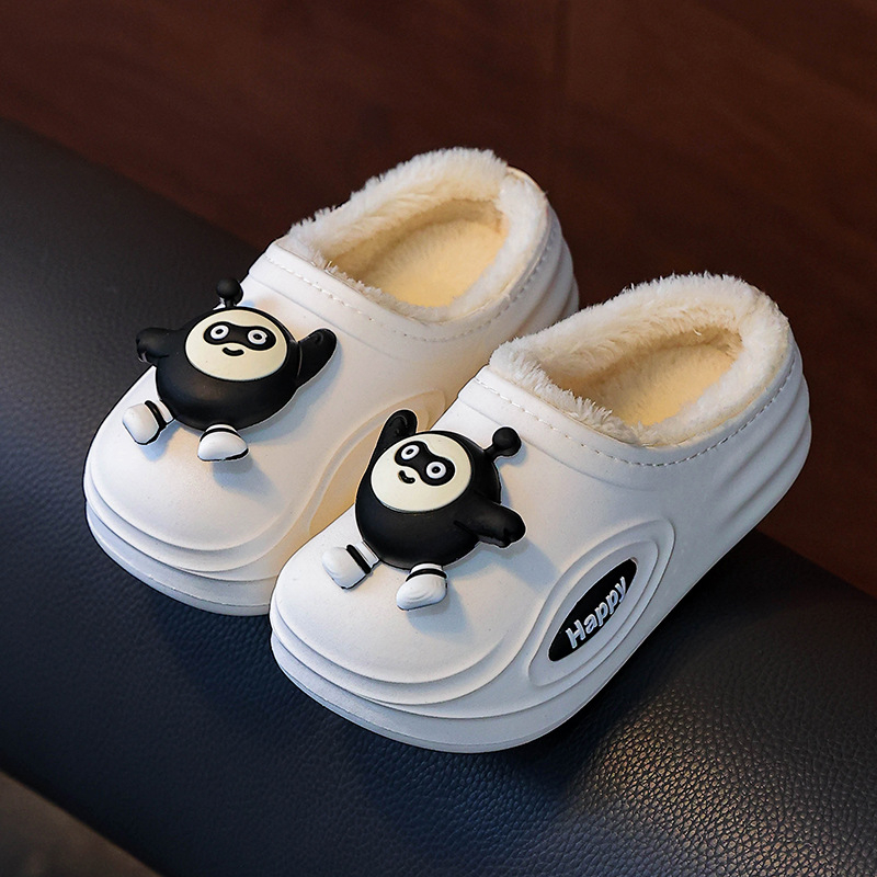 Dječje papuče Cartoon, gornji dio od velura, PVC potplat, protuklizne za unutarnju upotrebu, tople za zimu 2025