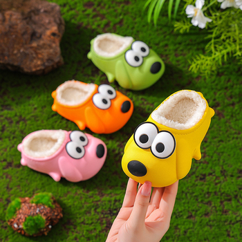 Papuci de casă pentru copii, iarnă, design Cartoon cu un cățeluș drăguț, exterior și talpă din PVC, unisex, izolați, pentru 1–6 ani.