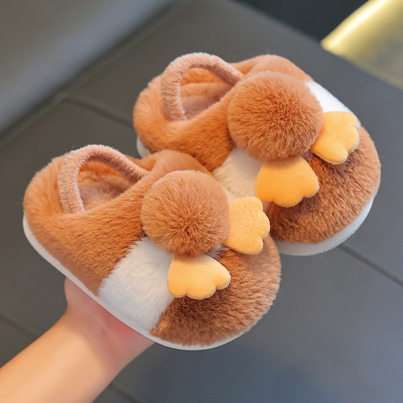 Papuci din bumbac pentru copii 1–3 ani – model cu desene animate, talpă antiderapantă, încălțăminte de interior caldă pentru iarnă