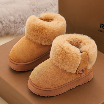 Dječje pamučne papuče sa zatvorenim petama i toplim prstom za jesen-zimu, gornji dio od umjetne kože, za dobnu skupinu 4–16 godina