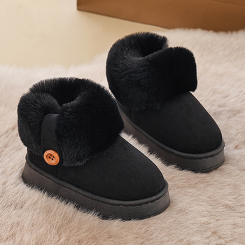 Dječje pamučne papuče sa zatvorenim petama i toplim prstom za jesen-zimu, gornji dio od umjetne kože, za dobnu skupinu 4–16 godina
