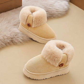 Dječje pamučne papuče sa zatvorenim petama i toplim prstom za jesen-zimu, gornji dio od umjetne kože, za dobnu skupinu 4–16 godina