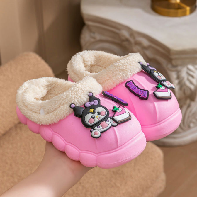 Dječje papuče, PVC gornji dio i potplat, protuklizne, s fleece podlogom, debela potplata, monolitno oblikovane