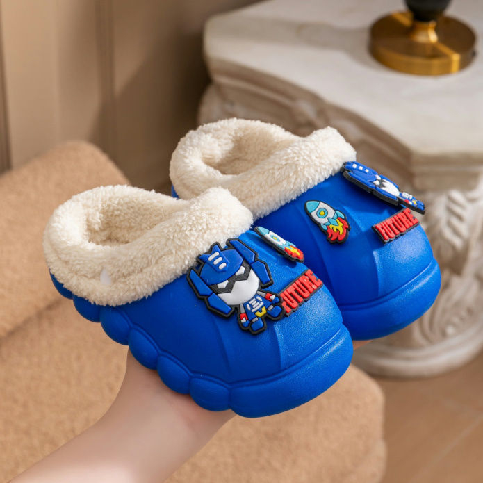 Dječje papuče, PVC gornji dio i potplat, protuklizne, s fleece podlogom, debela potplata, monolitno oblikovane