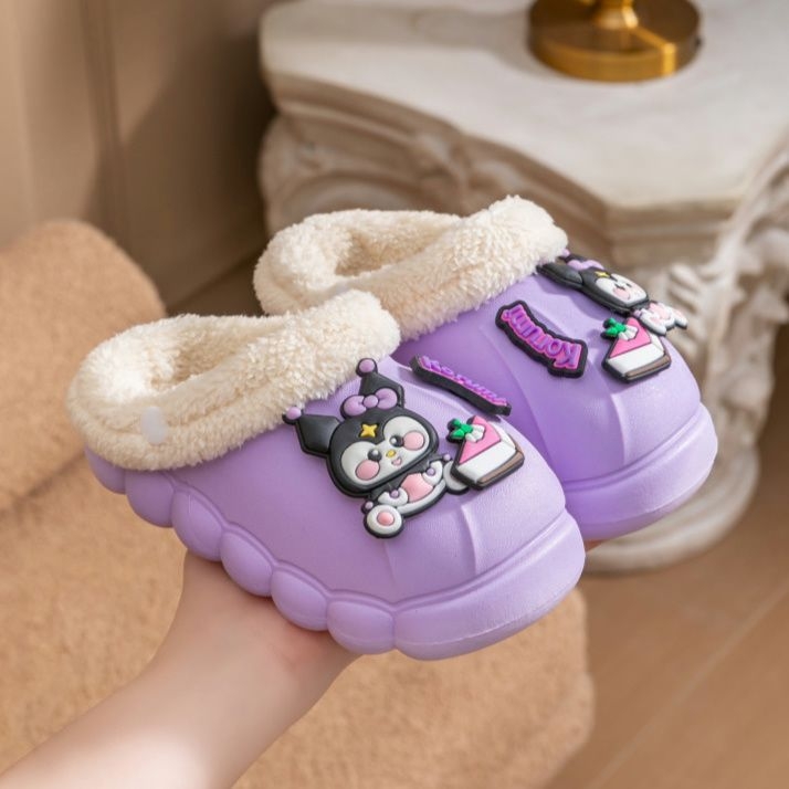 Dječje papuče, PVC gornji dio i potplat, protuklizne, s fleece podlogom, debela potplata, monolitno oblikovane