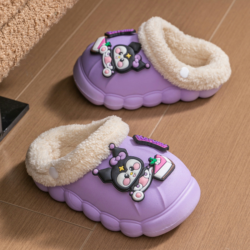 Dječje papuče, PVC gornji dio i potplat, protuklizne, s fleece podlogom, debela potplata, monolitno oblikovane