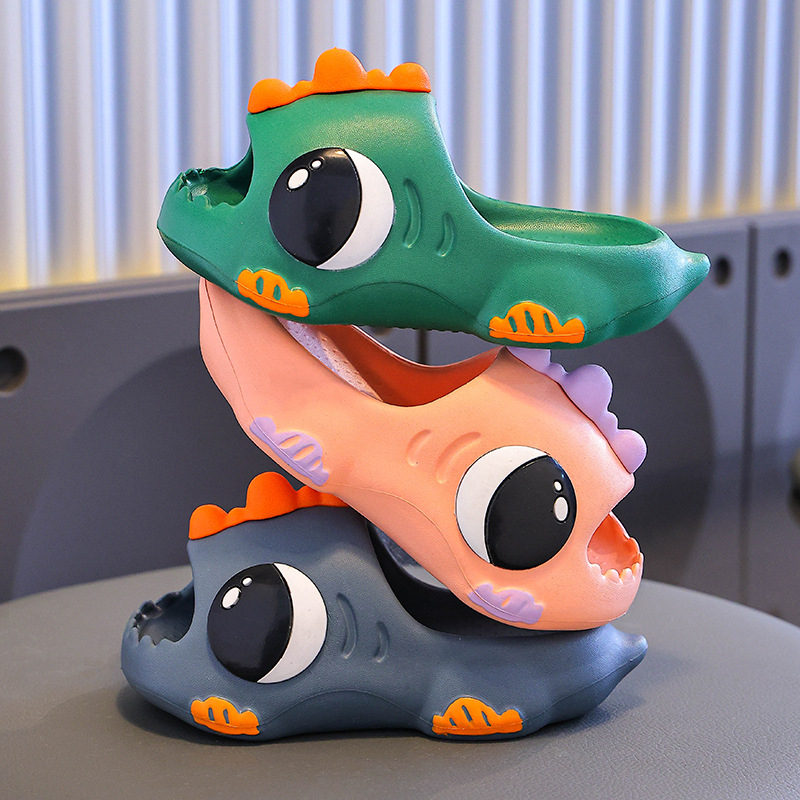 Sandale copii EVA cu dinozaur desen animat, vară - utilizare în interior, talpă antiderapantă, talpă moale