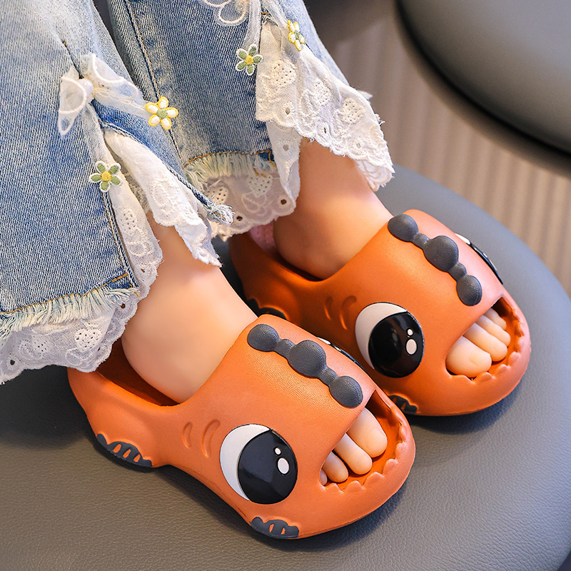 Sandale copii EVA cu dinozaur desen animat, vară - utilizare în interior, talpă antiderapantă, talpă moale