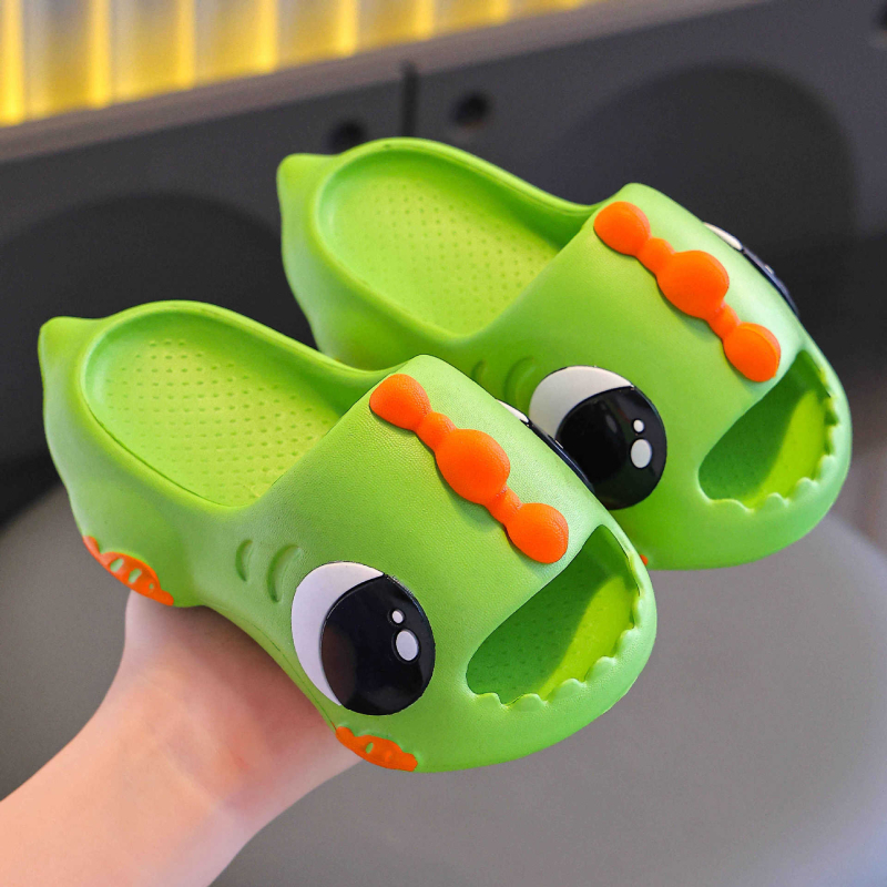 Sandale copii EVA cu dinozaur desen animat, vară - utilizare în interior, talpă antiderapantă, talpă moale