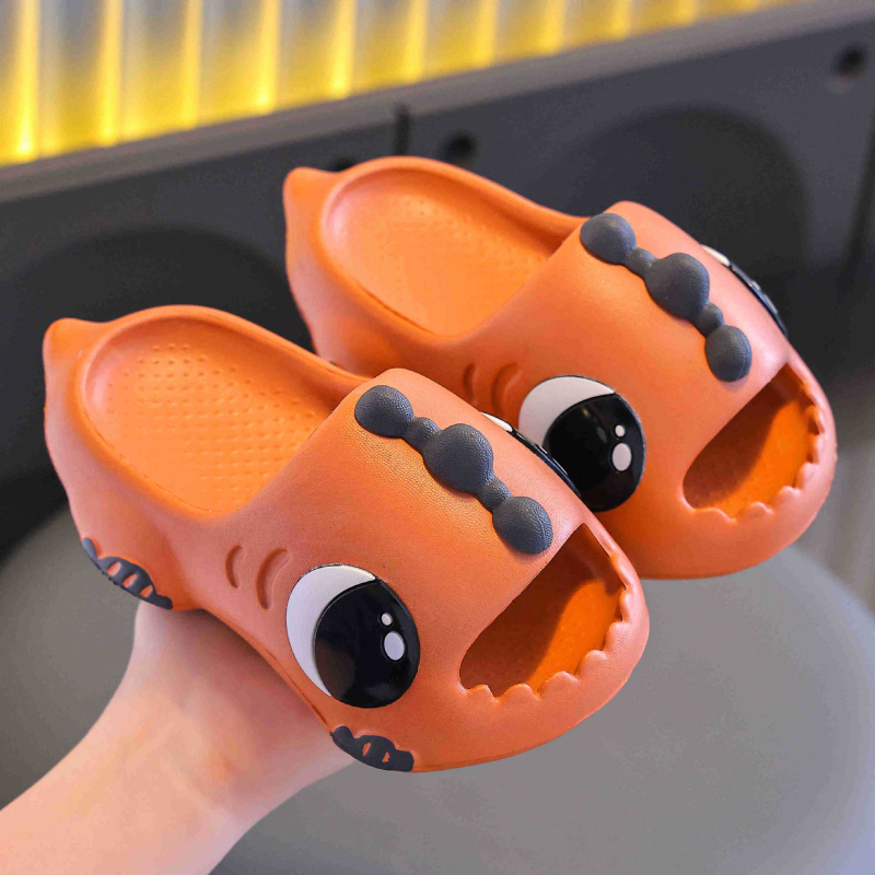 Sandale copii EVA cu dinozaur desen animat, vară - utilizare în interior, talpă antiderapantă, talpă moale