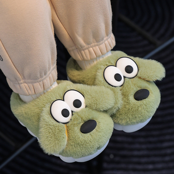 Papuci de casă din bumbac pluș pentru copii – stil desen animat, iarnă, croială neutră, vârste 1–12 ani