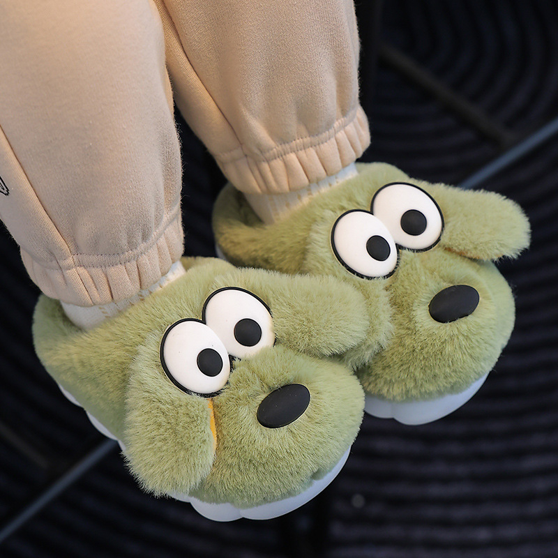 Papuci de casă din bumbac pluș pentru copii – stil desen animat, iarnă, croială neutră, vârste 1–12 ani