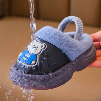 Papuci de bumbac pentru copii mici, unisex, stil desen animat, iarnă, partea superioară din piele artificială, vârsta 1-3 ani