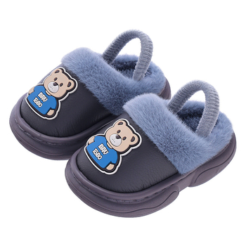 Papuci de bumbac pentru copii mici, unisex, stil desen animat, iarnă, partea superioară din piele artificială, vârsta 1-3 ani
