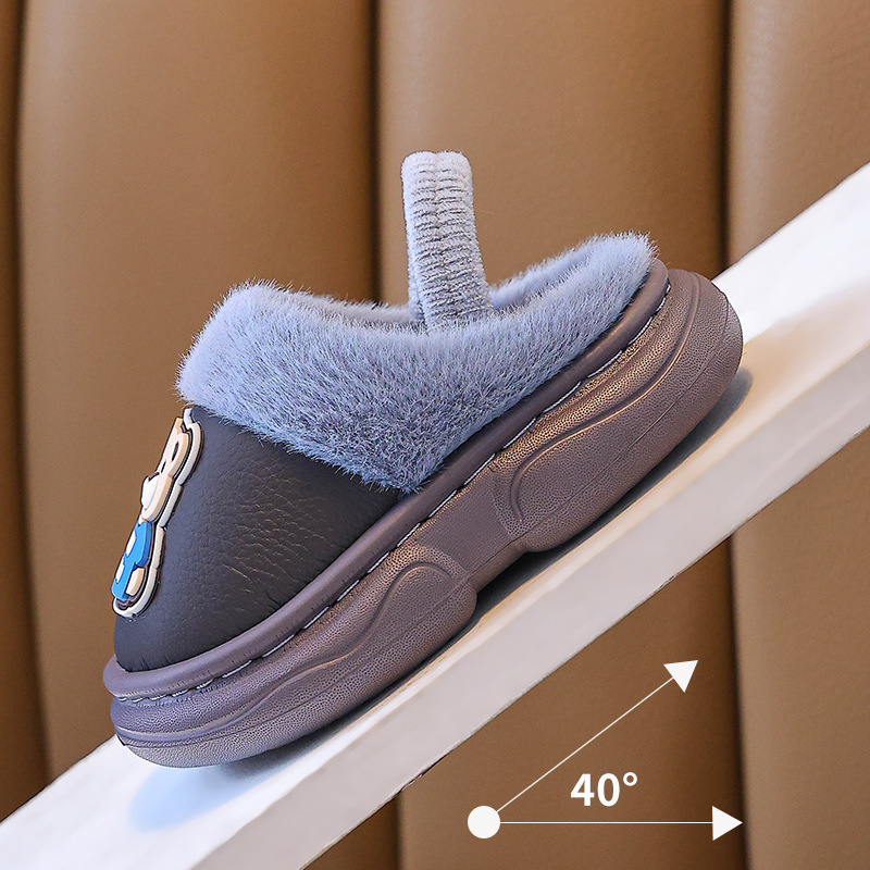 Papuci de bumbac pentru copii mici, unisex, stil desen animat, iarnă, partea superioară din piele artificială, vârsta 1-3 ani