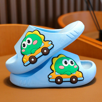 Șlapi pentru copii 1–3 ani, unisex, imprimeu animal, PVC pentru interior, talpă antiderapantă