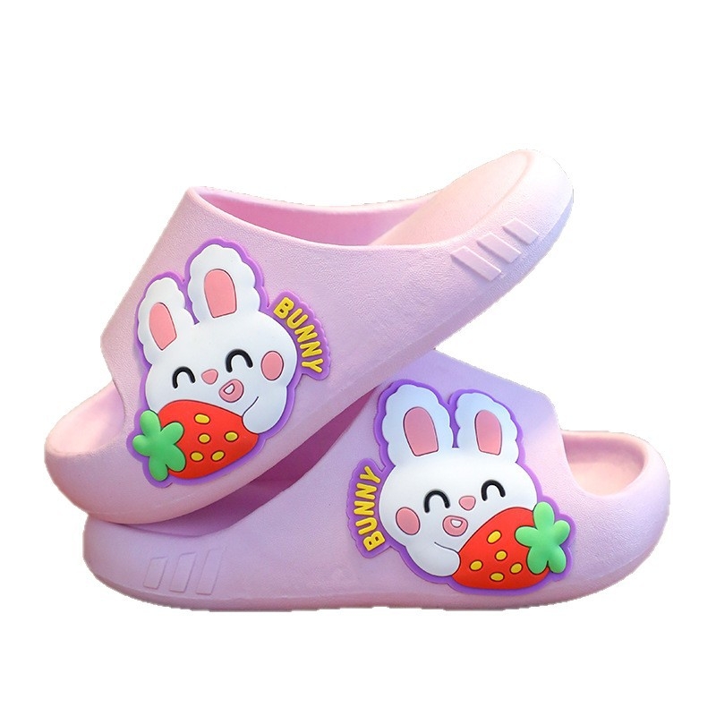 Șlapi pentru copii 1–3 ani, unisex, imprimeu animal, PVC pentru interior, talpă antiderapantă