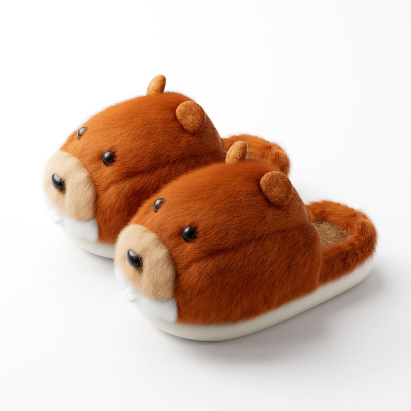 Gyerekeknek készített plüss papucs állatos karikatúra mintával, EVA talppal, csúszásmentes, meleg, uniszex, 7–16 éveseknek