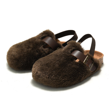 Gyerekek cork szandál és plüss papucs, felső fleece, talp gumi, uniszex, retro stílus, 4–6 éveseknek