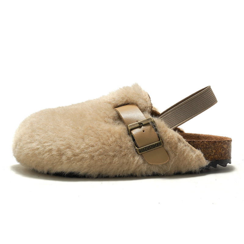 Gyerekek cork szandál és plüss papucs, felső fleece, talp gumi, uniszex, retro stílus, 4–6 éveseknek