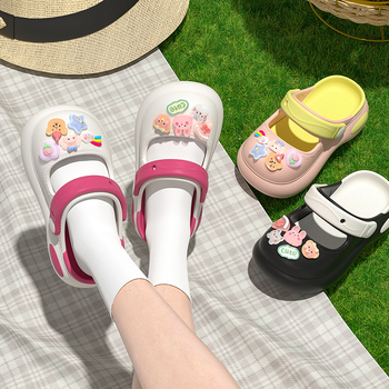 Crocs-stílusú lukas szandál, EVA felsőrész, zárt orr, vastag talp, gyorsan száradó, csúszásmentes, lányoknak és gyerekeknek, nyár 2025