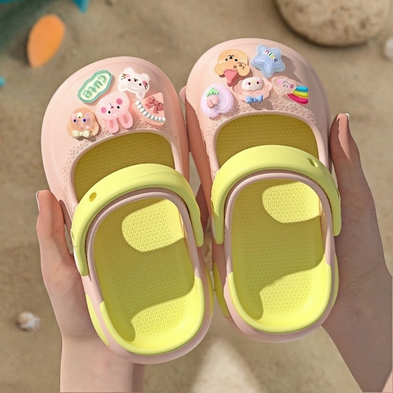 Crocs-stílusú lukas szandál, EVA felsőrész, zárt orr, vastag talp, gyorsan száradó, csúszásmentes, lányoknak és gyerekeknek, nyár 2025