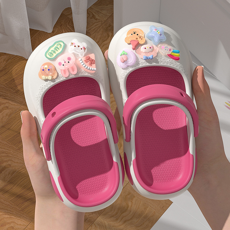 Crocs-stílusú lukas szandál, EVA felsőrész, zárt orr, vastag talp, gyorsan száradó, csúszásmentes, lányoknak és gyerekeknek, nyár 2025