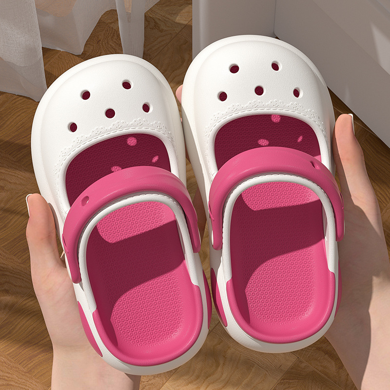 Crocs-stílusú lukas szandál, EVA felsőrész, zárt orr, vastag talp, gyorsan száradó, csúszásmentes, lányoknak és gyerekeknek, nyár 2025