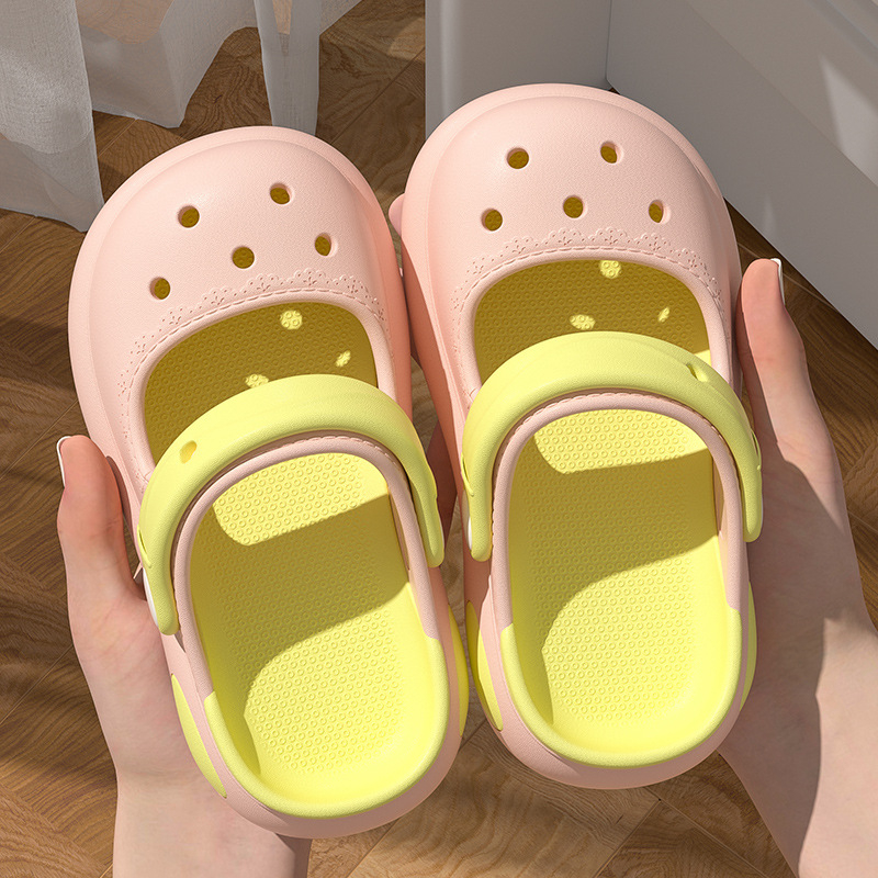 Crocs-stílusú lukas szandál, EVA felsőrész, zárt orr, vastag talp, gyorsan száradó, csúszásmentes, lányoknak és gyerekeknek, nyár 2025