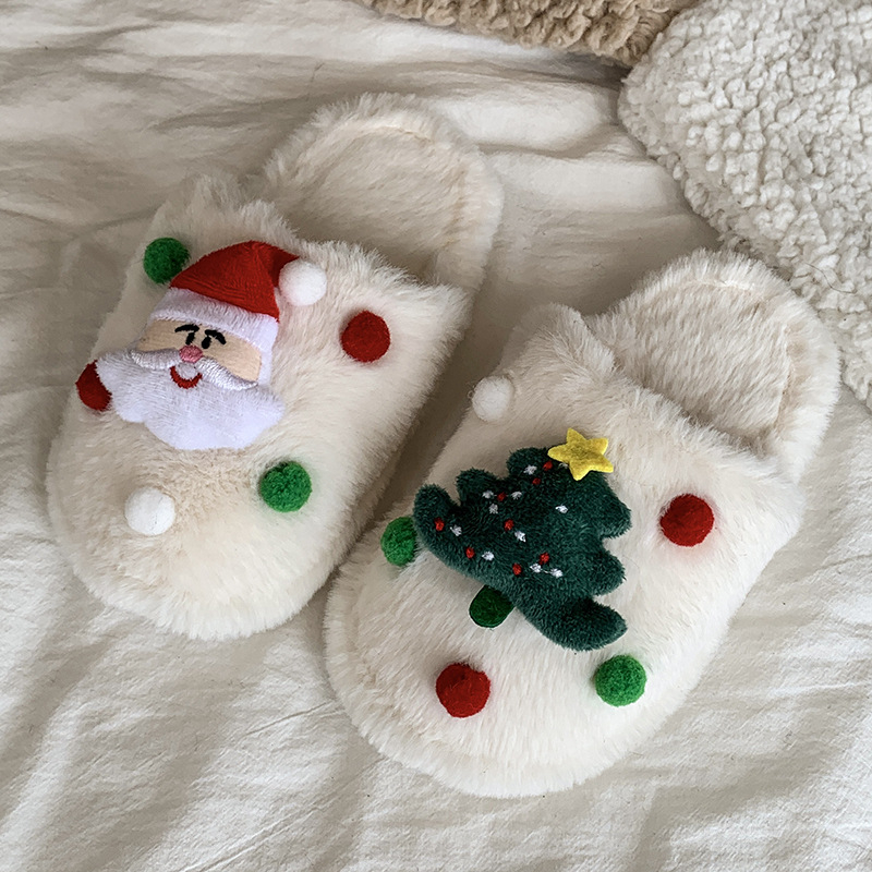 Gyerekeknek szóló plüss papucs zárt orrú, kartún mintával, PVC talppal, 4–12 éveseknek